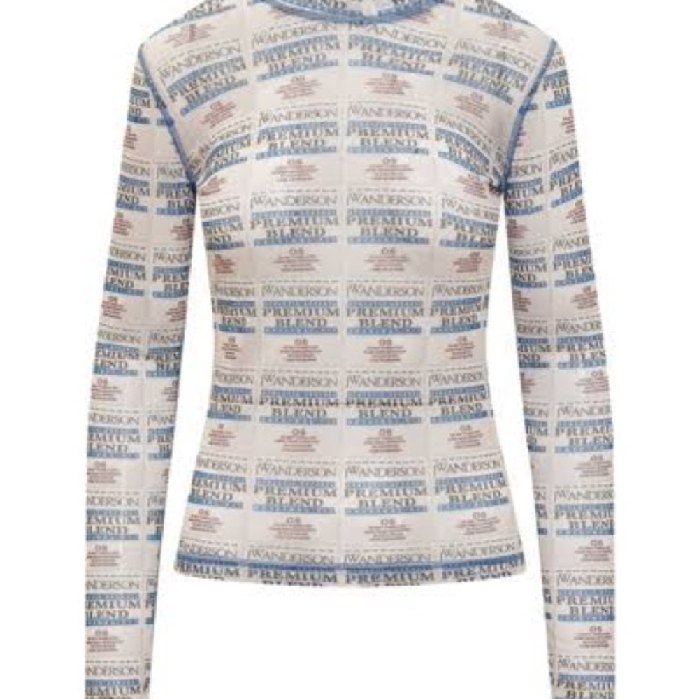 JW ANDERSON Cream Long Sleeve Logo Print Tee